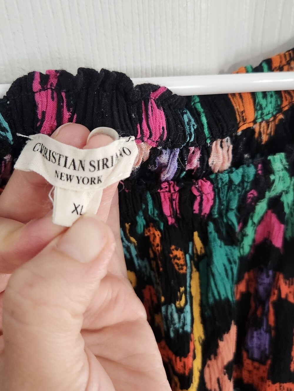 Christian Siriano gauzey vibrant colorful abstract blouse XL maximalism artsy - Picture 7 of 11